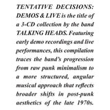 Talking Heads - Tentative Decisions: Demos & Live 3CD
