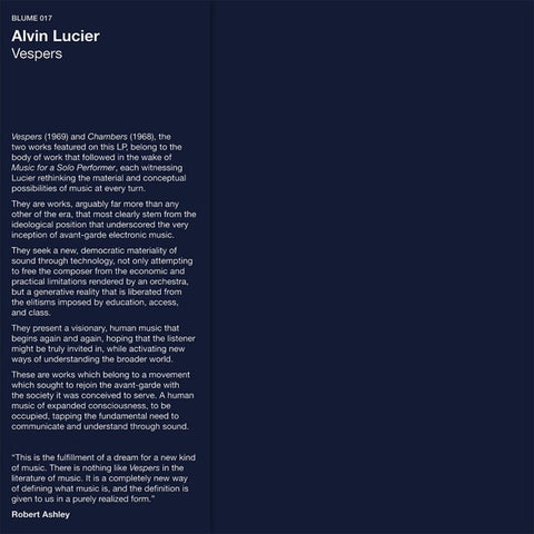 Alvin Lucier - Vespers LP