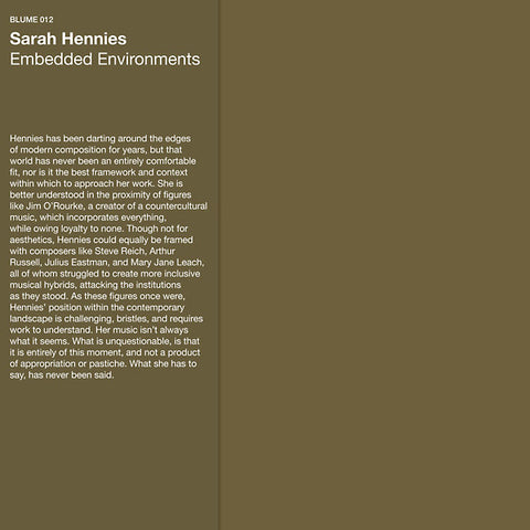 Sarah Hennies - Embedded Environments LP